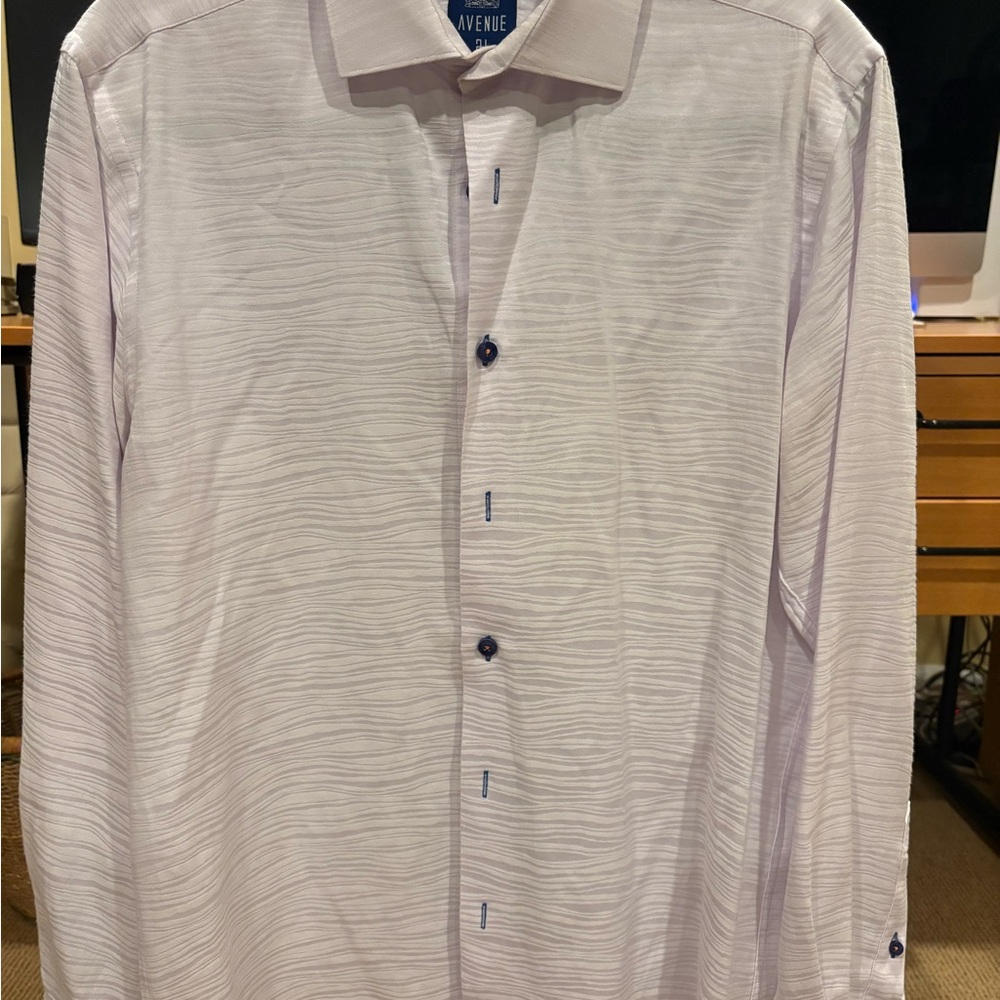 Avenue Men's Textured White Dress Shirt